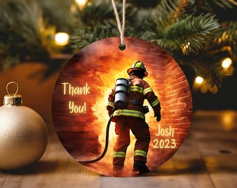 Regalo de bombero personalizado, adorno de bombero, regalo de agradecimiento, regalo de agradecimiento personalizado para socorristas, emergencias de EMT, servicio público