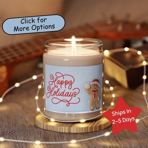 Gingerbread Man Natural Soy Candle, Scented 9oz, Gift Idea, Cinnamon Vanilla Candle, Home Decor, Holiday Decor, Gingerbread Christmas Gift,