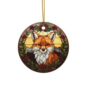 Beautiful Fox, Imitation Stained Glass Christmas Ornament, Animal Lover, Keepsake Gift Idea, Cute Majestic Fox Animal Gift image 4