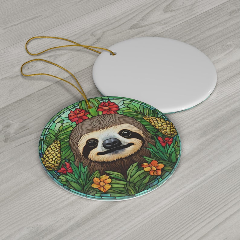 Adorable Personalized Sloth Ceramic Christmas Ornament 2024 Cute Sloth Lover Gift Idea Keepsake Traditional Heirloom Gift for Friend Decor image 5