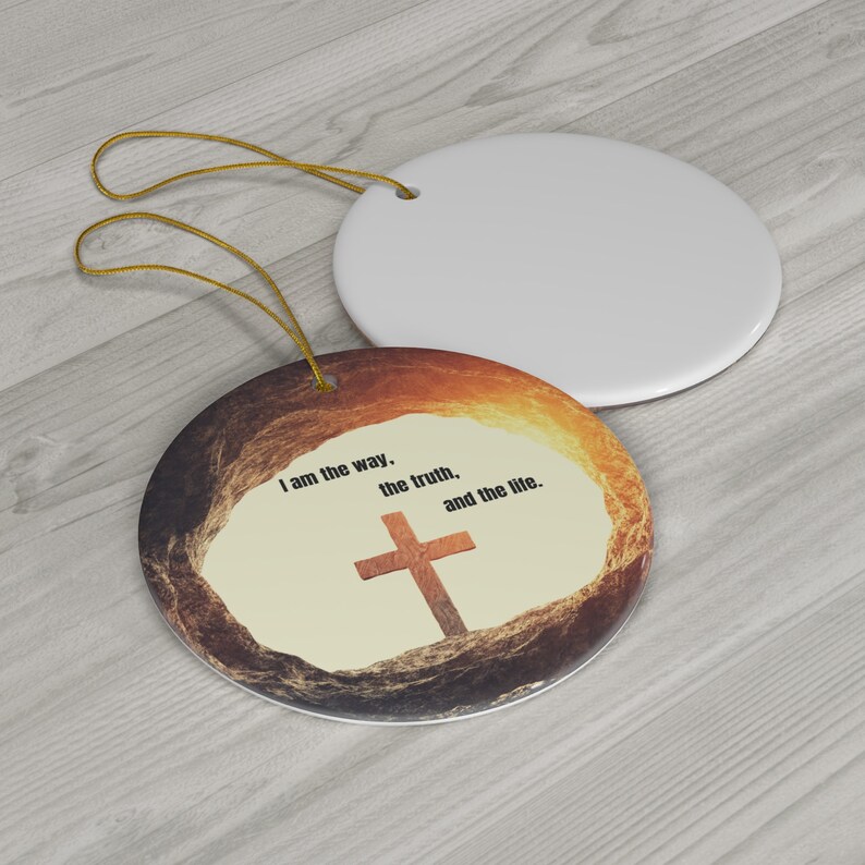 Cross Ornament, I am the Way, the Truth and the Life, Christian Christmas Ornament 2024 Nativity Decor, Gift Idea, Scripture Ornament, Bible image 4