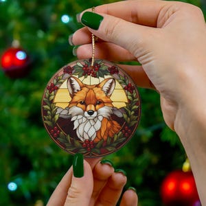 Beautiful Fox, Imitation Stained Glass Christmas Ornament, Animal Lover, Keepsake Gift Idea, Cute Majestic Fox Animal Gift image 6