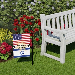 We Stand with God, Christian Flag, America Stands with Israel Garden Flag, Israel Support, American Flag, Israeli Flag, Jewish, God, Israel, image 4
