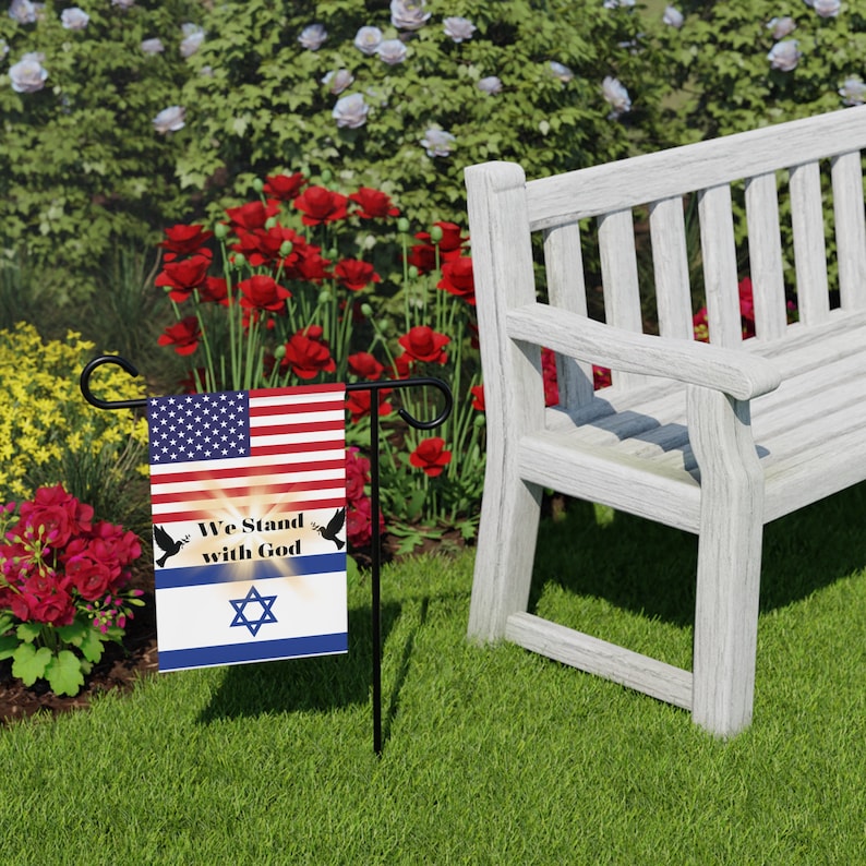 We Stand with God, Christian Flag, America Stands with Israel Garden Flag, Israel Support, American Flag, Israeli Flag, Jewish, God, Israel, image 4