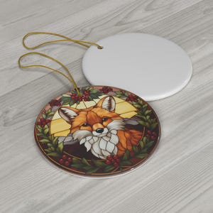 Beautiful Fox, Imitation Stained Glass Christmas Ornament, Animal Lover, Keepsake Gift Idea, Cute Majestic Fox Animal Gift image 5