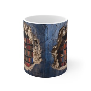Gepersonaliseerde boeken met 3D-effect boeken keramische mokken, boekenplanken met gaten van 11 oz, boekenliefhebbers, koffiemok, cadeau voor lezers, cadeau boekenwurm, bibliothecaris afbeelding 7