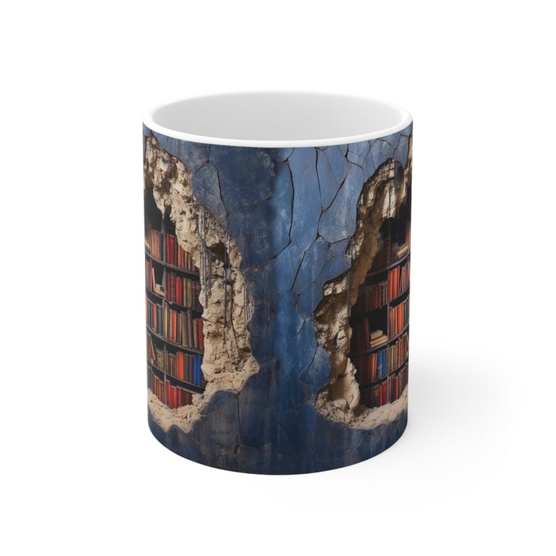 Gepersonaliseerde boeken met 3D-effect boeken keramische mokken, boekenplanken met gaten van 11 oz, boekenliefhebbers, koffiemok, cadeau voor lezers, cadeau boekenwurm, bibliothecaris afbeelding 7