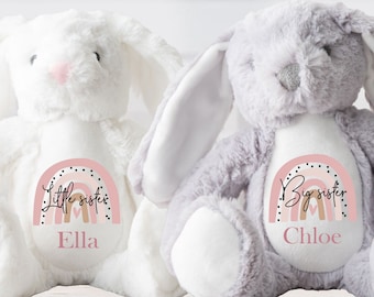 Personalised Big Sister Gifts,Personalised Bunny Rabbit,Girl New Birth,Personalised Plush Soft Toy,Personalised Teddy,New Baby Gift,Bunny