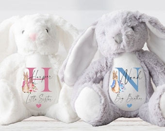 Personalised Big Sister Gifts,Personalised Bunny Rabbit,Girl New Birth,Personalised Plush Soft Toy,Personalised Teddy,New Baby Gift,Bunny