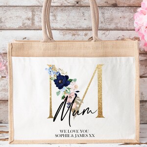 Sac en jute personnalisé,Petit et grand sac à provisions,Tasse,Ornement,Cadeau pour la fête des mères,Bonjour,Grand-mère,Grand-mère,Maman,Bonhomme,Sac-repas,Cadeau pour elle,À fleurs