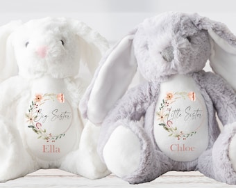 Personalised Big Sister Gifts,Personalised Bunny Rabbit,Girl New Birth,Personalised Plush Soft Toy,Personalised Teddy,Brother Gift,Bunny