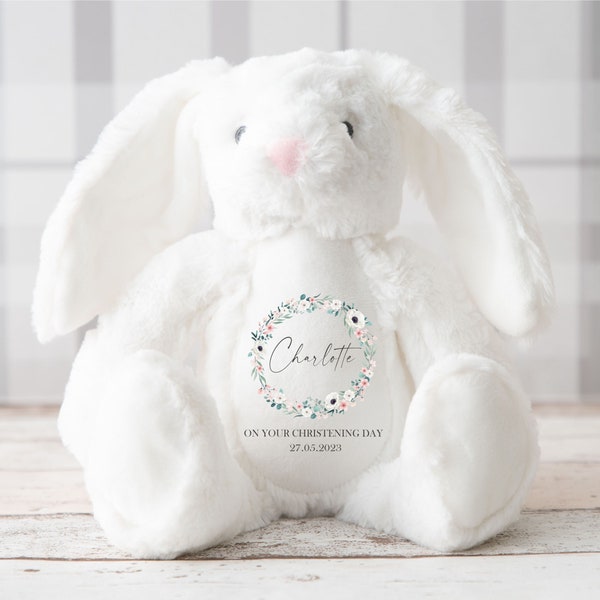 Personalised Christening Baptism Gift for Girls And Boys,Christening Bunny,Christening Gifts,Christening Keepsake,Girls and Boys Teddy