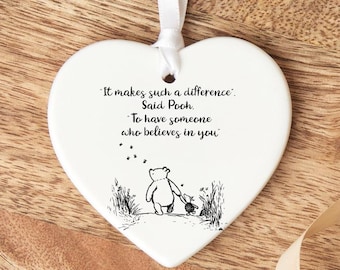 Thank You Keepsake, End Of Term Gift,Personalised Thank You Gift,Winnie the Pooh. To Say Thank You,Thank You Present,Heart Ornament,Teacher