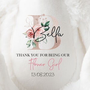 Flower Girl Gift,Personalised Flower Girl Teddy,Wedding Gift,Flower Girl Proposal Gift,Thank You For Being Our Flower Girl,Bridesmaid Gift image 2