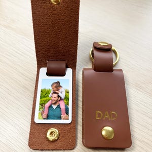 Porte-clés photo personnalisé pour papa, cadeau photo, porte-clé photo en cuir, cadeau d'anniversaire de Noël pour la fête des pères des pères, cadeau pour papa, papa