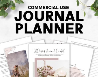 Kommerzielle Nutzung Journal Planer, Canva druckbare Journal Vorlage, bearbeitbares druckbares Journal, Canva Vorlagen, PLR, Journal Prompts