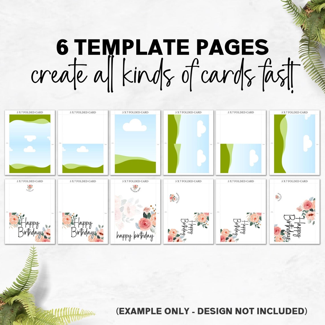 5x7 Folded Card Template, Canva Template, Commercial Use, 5x7 Greeting 5x7 Folded Card Template, Canva Template, Commercial Use, 5x7 Greeting