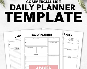 Modèle de planificateur quotidien CANVA, minimaliste, modèle de planificateur Canva, modèle de planificateur DPP, page de planification quotidienne, programme quotidien imprimable DPP