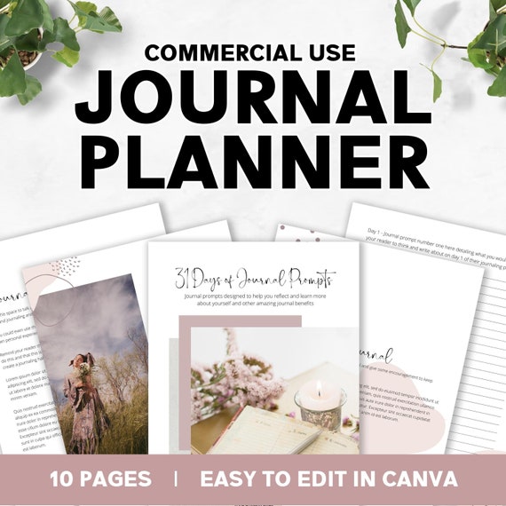 Commercial Use Journal Planner Template, Canva Printable Journal Template, Editable Printable Journal, Canva Templates, PLR, Journal Prompts