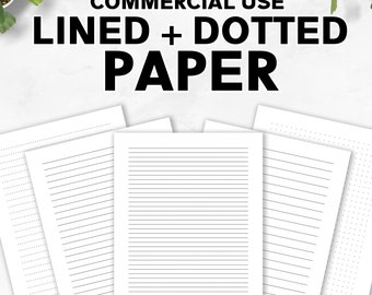 Commercial Use Lined Pages Template, Canva Printable Stationery Template, Editable Printable Lined Pages, Canva Templates, PLR, Dotted Pages