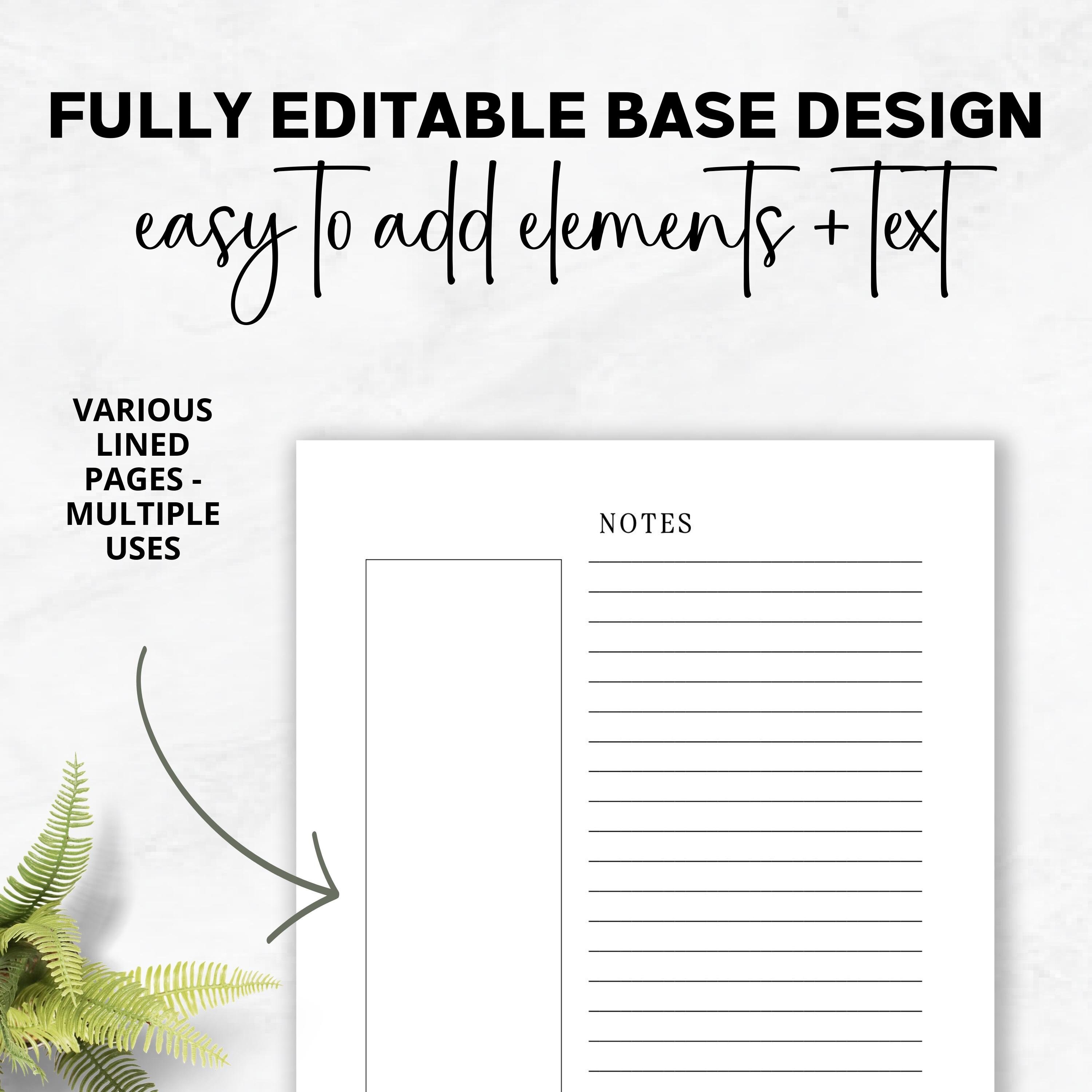 Notes Page Professional Commercial Use Notes Pages Template, Canva Printable Stationery ...