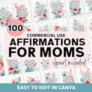 Affirmationskarten für Mütter Canva-Vorlage, bearbeitbare Affirmationskarte, bearbeitbare Canva Affirmation, PLR Affirmationskarten, kommerzielle Nutzung