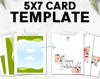 Plantilla de tarjeta plegable de 5 x 7, plantilla de Canva, uso comercial, plantilla de tarjeta de felicitación de 5 x 7, tarjetas plegables imprimibles de 5 x 7, tarjetas de descarga digital