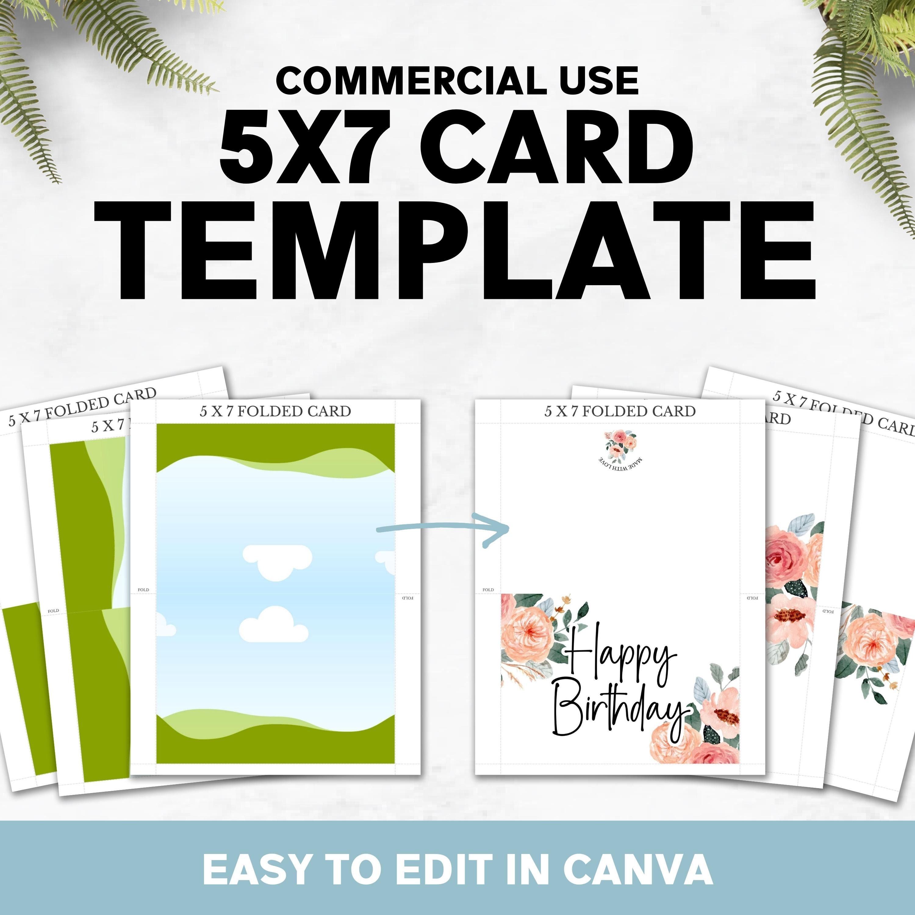 5x7 Folded Card Template, Canva Template, Commercial Use, 5x7 Greeting 5x7 Folded Card Template, Canva Template, Commercial Use, 5x7 Greeting