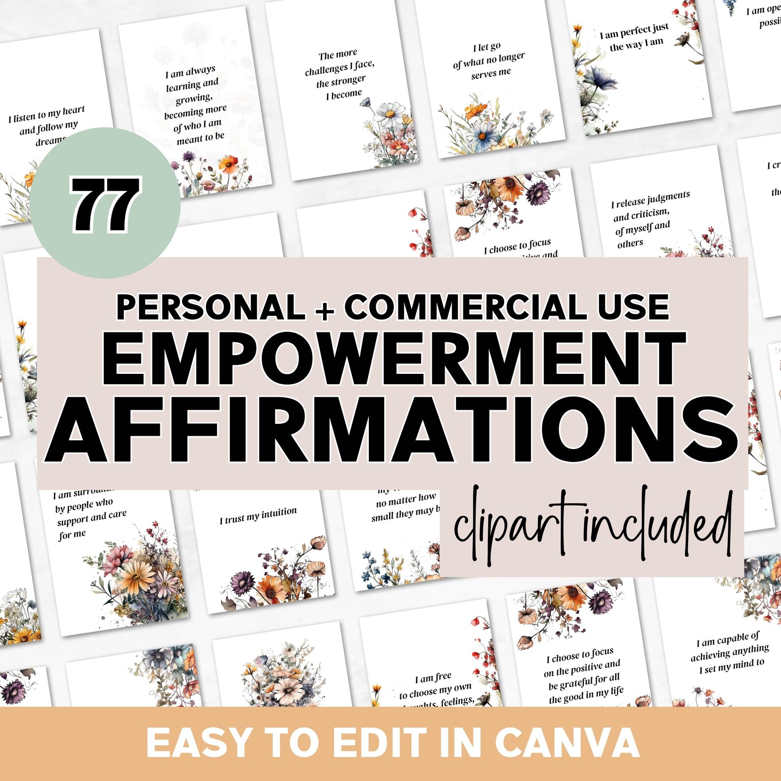 Affirmation Cards Template Canva | Printable Affirmation Cards | PLR ...