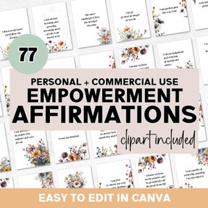 Affirmation Cards Template Canva | Printable Affirmation Cards | PLR Affirmations Template | Editable Affirmation Cards | Commercial Use PLR