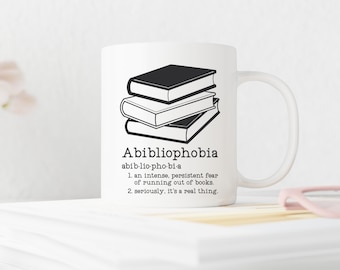 Abibliophobia Mug | Book Lover Gift, Bookworm Coffee Mug