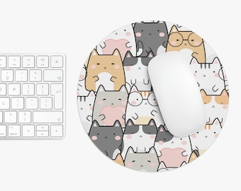 Büro Dekor Katze Maus Pad, süße Katze Liebhaber Geschenk, Schreibtisch Zubehör, Spaß Büro Geschenk Katze Mutter Geschenk, Runde Mousepad, Feline Flair Arbeitsplatz