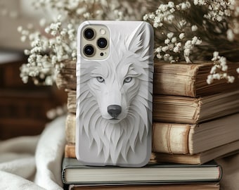White Wolf iPhone Case, Wolf Tough Case for iPhone, Wolf Cell Phone Case, Fantasy Art Nature Phone Case, Protective Cover for iPhone