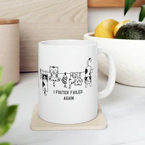chat drôle Fail Foster | Cadeau pour amoureux des chats pour les parents d'animaux de compagnie | Tasse de café de maman de chat | Cadeau de sauvetage d'animal de compagnie | Mug papa chat mignon pour Noël