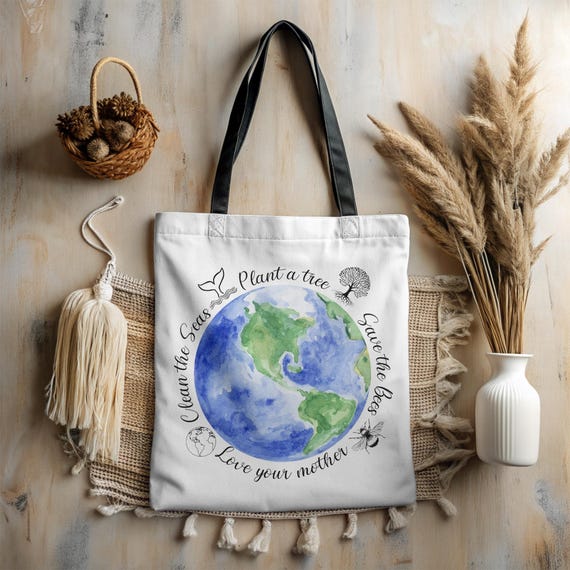 Earth Day Tote Bag for Groceries Reusable Eco-friendly Shopping 