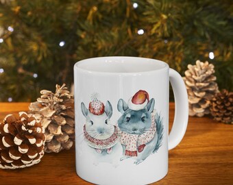 Christmas Chinchilla Coffee Mug – Cute Holiday Gift for Chinchilla Lovers, Chinchilla Mom Gift, Chinchilla Dad Gift, Animal Lover Drinkware