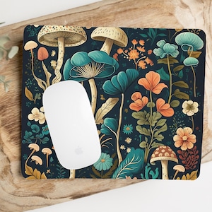 Vintage Mushroom Mouse Pad Cottagecore Mousepad Aesthetic Office Desk Decor Forest Magic Nature  Retro Flowers Mousepad Gift for Coworker
