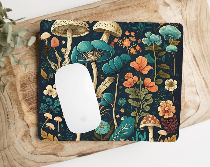 Vintage Mushroom Mouse Pad Cottagecore Mousepad Aesthetic Office Desk Decor Forest Magic Nature  Retro Flowers Mousepad Gift for Coworker