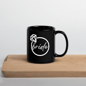 Black Glossy Bride Mug/ coffee cup, Bridal shower gift, wedding gift, cute bridal gift