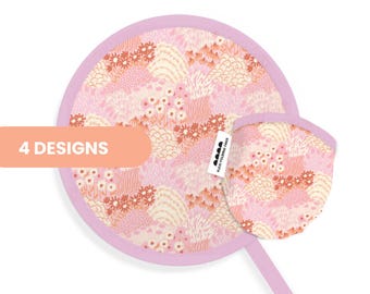 Pretty In Pink opvouwbare waaiers met zakje - 4 ontwerpen