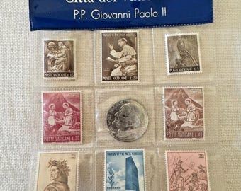 Citta del Vaticano Souvenir Stamp Collection Featuring Pope John Paul II Coin