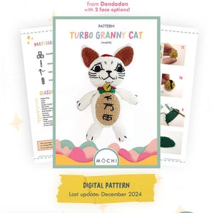 PDF Digital [ENG] Pattern: Turbo Granny Cat Dandadan Anime  |  Maneki Neki  |  Pop Character Amigurumi Crochet  |  English Pattern  |
