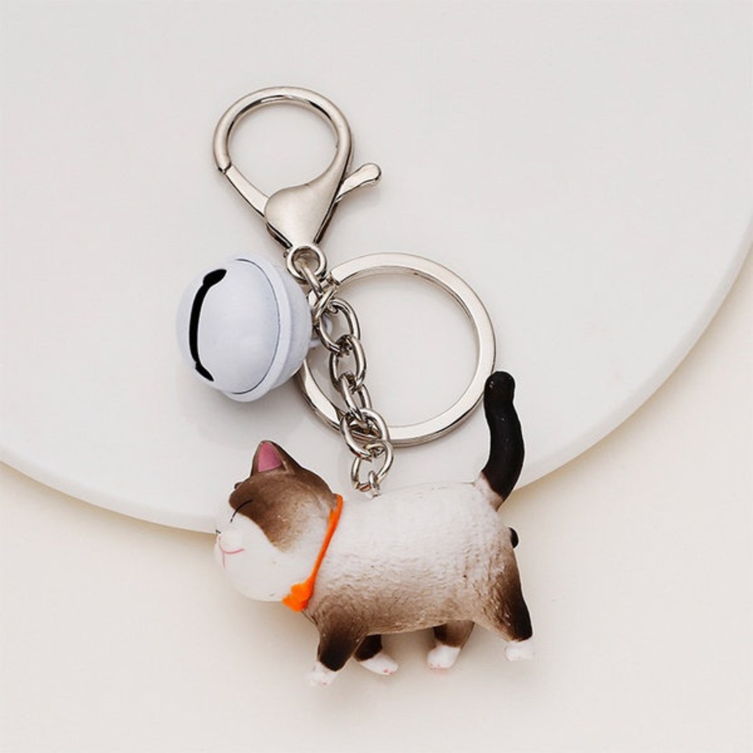 Cute Cat Keychain With Bell, Cat Lover Keychain, Keychain for Bags, Mother Daughter Gift, Cat