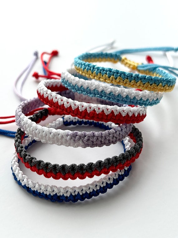 Woven Two Color Adjustable Nylon Cord Bracelets , Woven Bracelets , Braided  Adjustable Bracelets ,good Luck Bracelets, Friendship Bracelets 