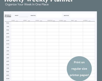 Hourly Weekly Planner: Minimalist Organizer (Digital Download)