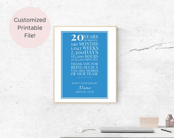 20 Jahre Arbeitsjubiläum Digitaler Download Poster Individuell Personalisiert