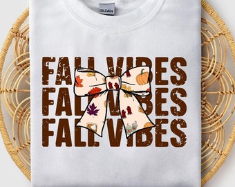 Fall Vibes Bow Png File, Coquette Bow Fall Themed, Digital Download