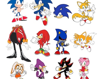 12 Plots und Pngs Bundle, Sonic the Hedgehog und Charaktere svgs, Cricut Digital Download Cut File