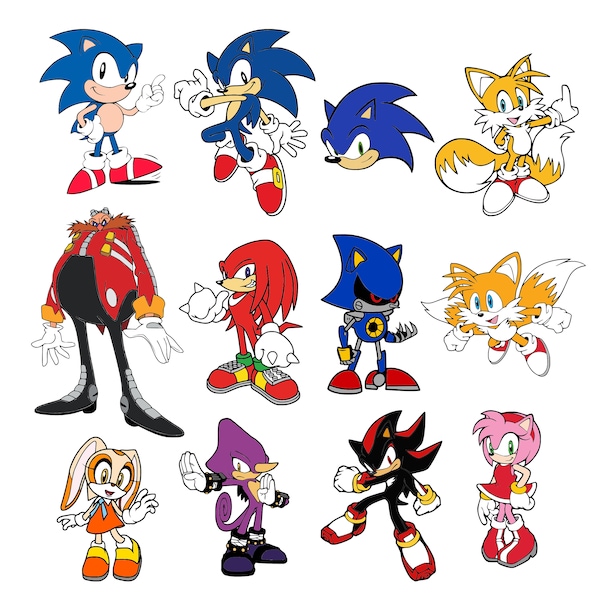 12 Svgs Bundle, Sonic the hedgehog and Characters Svgs, Cricut Digital Download Cut File