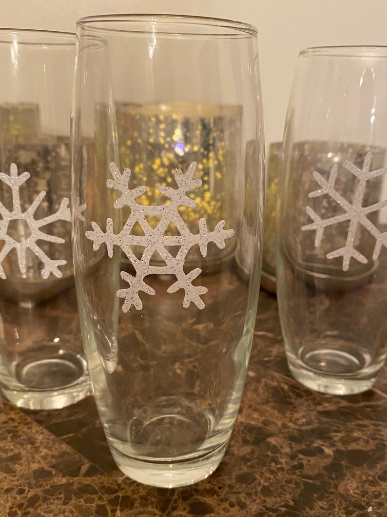 Snowflake Champagne Flutes Etsy